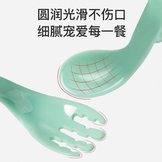 【笑麻麻社群福利】宝宝学吃饭训练勺子自主进食弯曲叉勺碗一岁婴儿童辅食餐具套装 商品图2