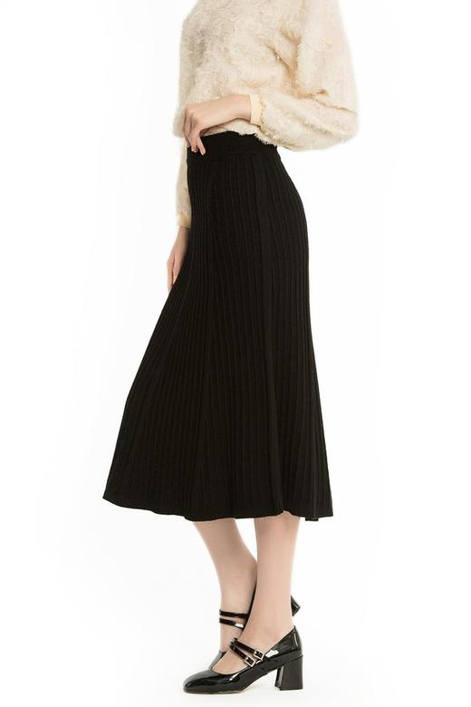 NOIR 黑色九分A字针织裙 1025 商品图1