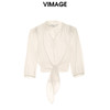 VIMAGE纬漫纪夏季新款五分袖绑带时尚显瘦短款上衣女V2113718 商品缩略图5