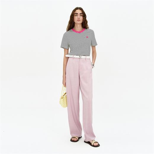 SELFWHO紫色休闲裤女夏季2024新款高腰显瘦宽松垂感百搭直筒裤子 商品图1