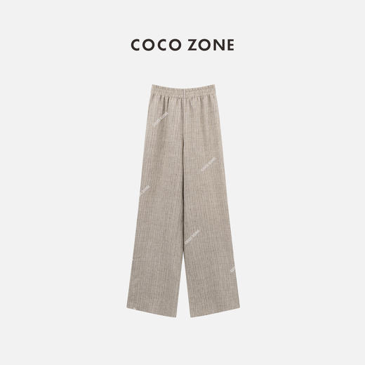 COCO ZONE2024新款女士条纹宽松休闲裤百搭复古直筒裤CC1B0652 商品图0