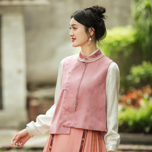 【林栖设计小店】2024年春夏新品无袖马甲提花新中式复古气质背心女1942326 商品图8