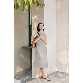 HeyDress条纹连衣裙女夏季法式撞色编织挖肩设计小众气质背心裙子