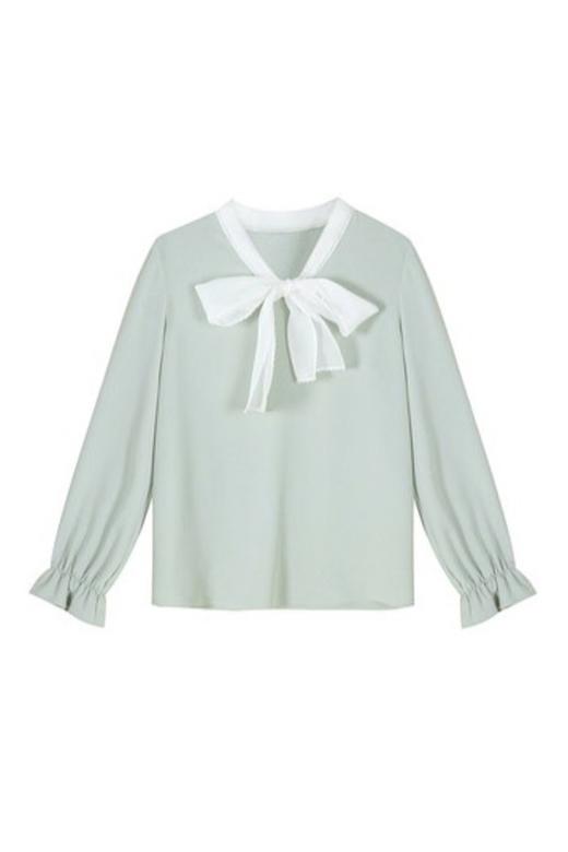 秋水伊人 撞色蝴蝶结绑带衬衣 11078 商品图3