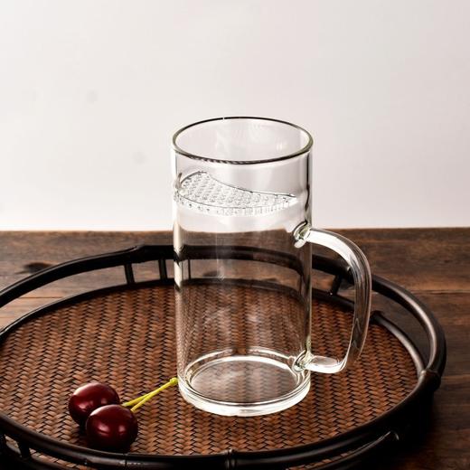 益思泉丨月牙玻璃杯 透明直筒带过滤 玻璃茶杯 高硼硅耐热玻璃 300ml 绿茶、花茶杯 商品图1
