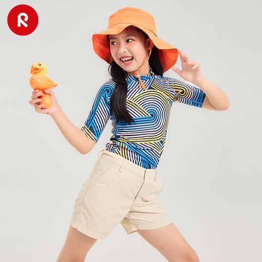 reima女孩儿童大童2024春夏新款海边游泳速干防晒短袖上衣 商品图1