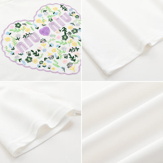 女装圆领爱心碎花立体绣短袖T恤-60129T4221050 商品图1