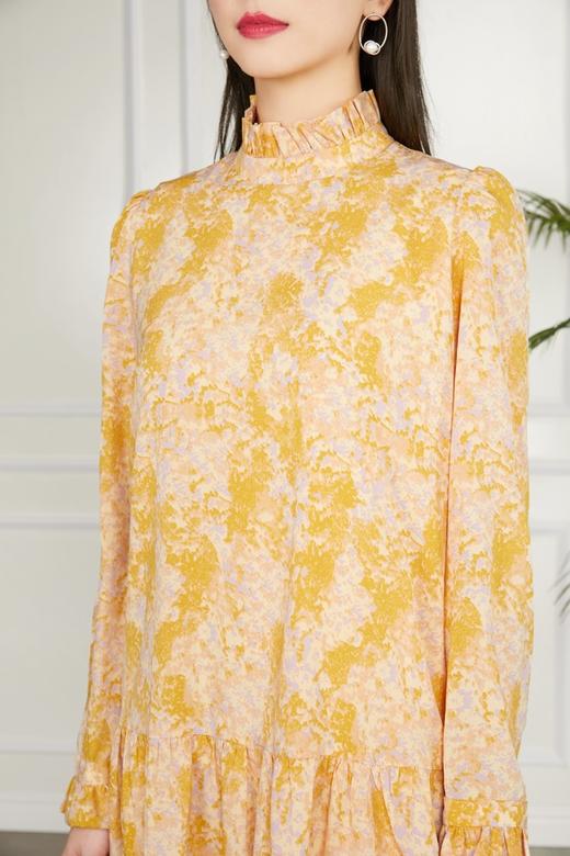 amadella 荷叶边立领黄色印花连衣裙 11229 商品图3