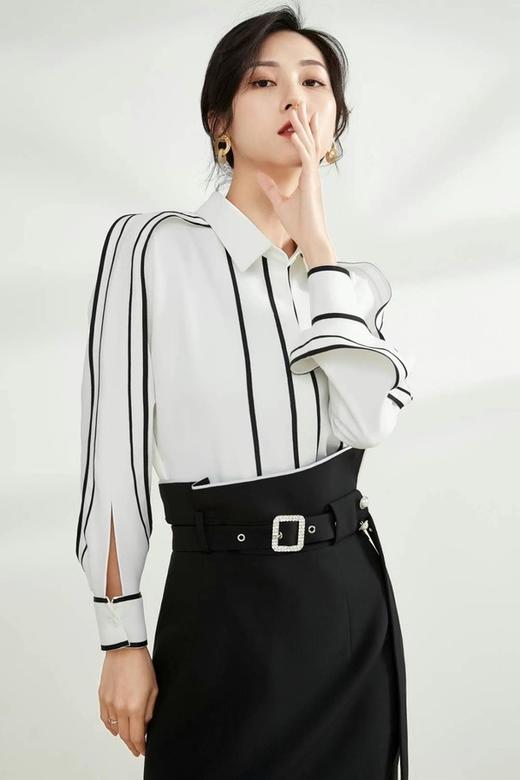CHUANMENG 黑色撞边白色衬衣 11141 商品图4