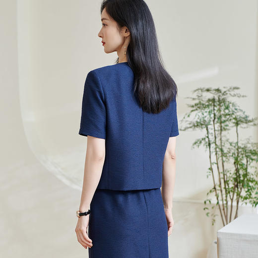 米思阳2025夏季新款小香风通勤气质短外套肌理花纱白纽扣上衣0602 商品图2