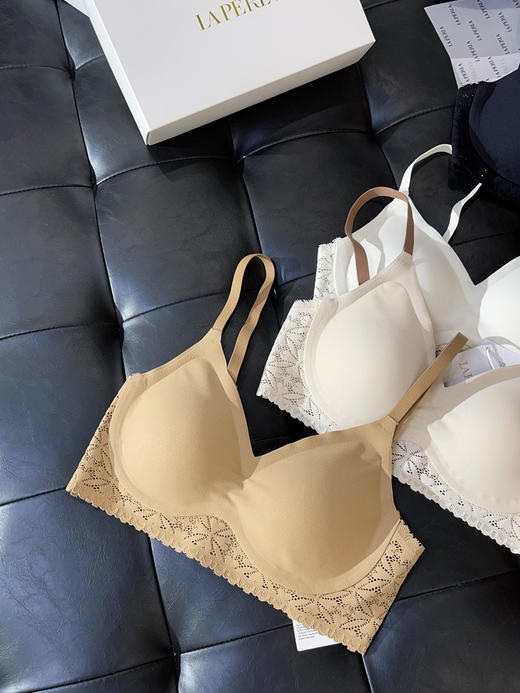 410-3 LP蕾丝无痕聚拢文胸 黑色 珍珠白 裸肤色 奶咖色 商品图4