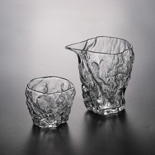 益思泉丨树墩 公道杯/品茗杯 高硼硅玻璃 锤纹透明玻璃 茶杯 茶海 主人杯 玻璃茶杯 100ml 商品图2