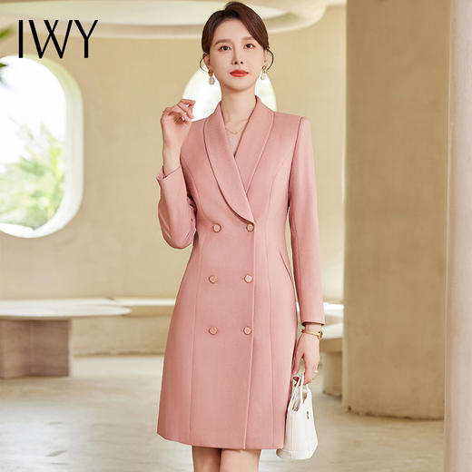 IWY/粉色长袖西装连衣裙高端优雅主持人播音艺考商务女神范职业裙23C395 商品图3