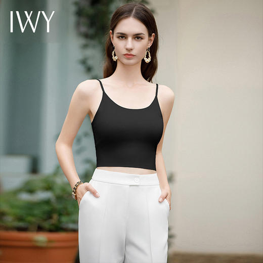 IWY/黑色吊带背心女内搭夏季修身美背无袖配西装配衬衫均码打底B2302-B 商品图2