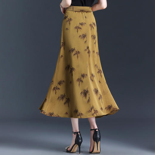 印花长款鱼尾裙，后腰松紧通勤半身裙MYX-JY-6787-L 商品图3