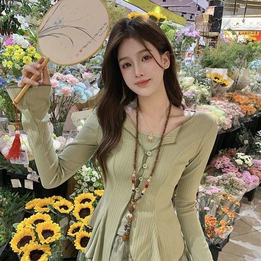 【新中式半身碎花裙】新中式连衣裙三件套装女2024新款长袖防晒开衫吊带背心碎花半身裙-FSXPDC0404 商品图4