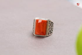 南红戒指【晨曦】，925银镶