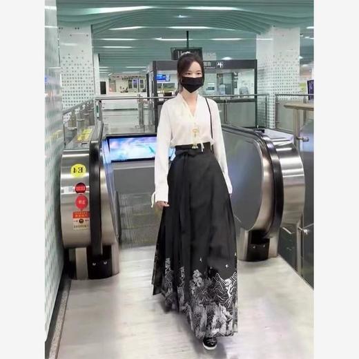 【新中式国风爆款马面裙】24新款马面裙全套新中式国风马面裙改良汉服休闲纯色衬衫套装女装-FSXPDC0401 商品图2