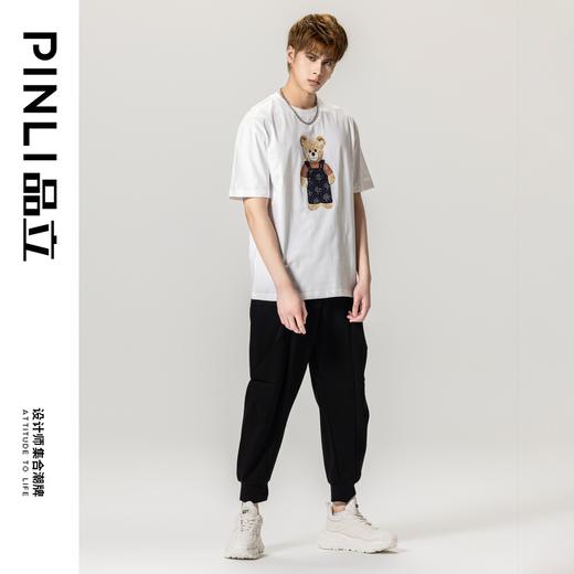PINLI品立2024春季新款男士体恤圆领印花短袖T恤潮牌BG231111014 商品图2