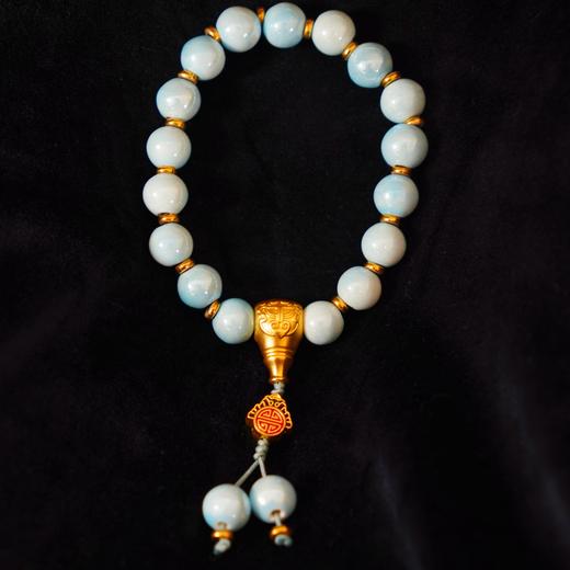 【敦煌淡蓝香灰瓷手串】敦煌福泽小众轻奢手串 中式国风香灰瓷手串 商品图6