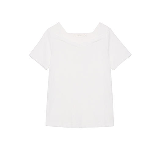 鹿向南 气质时尚T恤女短袖2024春夏季新款方领小个子法式修身上衣 商品图4