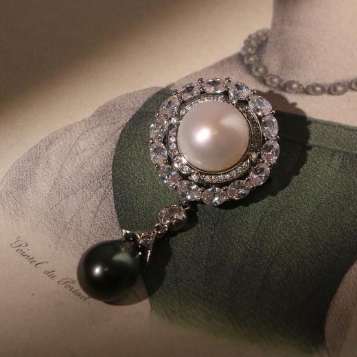 甄珠贝 复古中式胸针 淡水11-12mm + 大溪地水滴10-11mm 商品图0