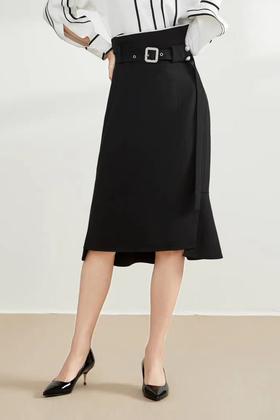 CHUANMENG 高腰绑带装饰开衩半裙 11167