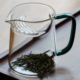 益思泉丨湖绿/黄色把手 茶漏一体公道杯 高硼硅玻璃 茶具 450ml 多款可选