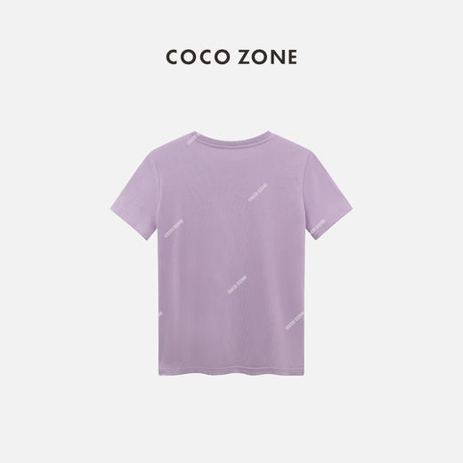COCO ZONE2024"香芋紫“夏季字母设计圆领短袖T恤纯色百搭上衣CC1A0635 商品图1