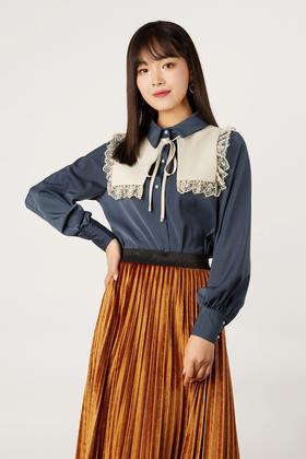 amadella 蕾丝荷叶边披肩领衬衣 10932