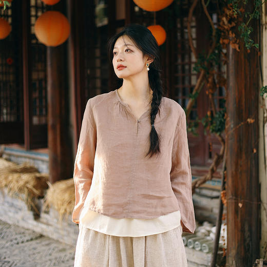绽放522+218朵/100%汉麻高端宽松文艺休闲百搭防晒衬衫夏小衫 商品图3