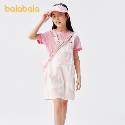 巴拉巴拉女童裤子儿童牛仔裤夏款中大童时尚短裤甜美纯棉背带裤潮 商品图2