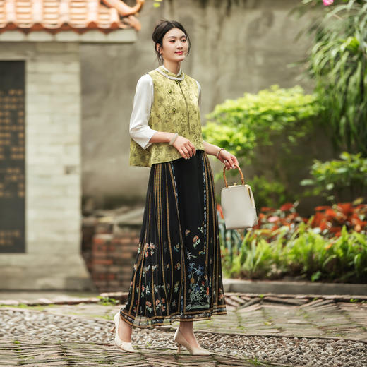 【林栖设计小店】2024年春夏新品无袖马甲提花新中式复古气质背心女1942326 商品图1