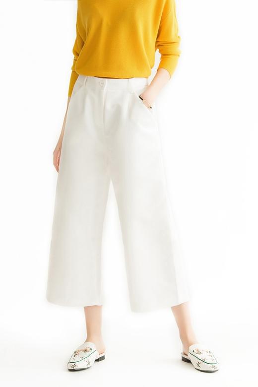 MYMO 白色不修边阔腿裤 1528 商品图0