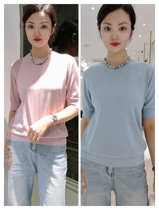 极简风真丝短袖套头T恤485308 商品图1