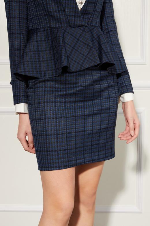 Le Malene 荷叶摆格纹外套包裙套装 11066 商品图4