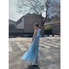 AHM-8615法式仙女蓝色挂脖夏季新款设计感小众无袖显瘦长裙 商品缩略图3
