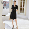 IWY/黑色西装连衣裙短袖夏款设计感高级通勤商务不对称下摆工作服Q1130-B 商品缩略图4