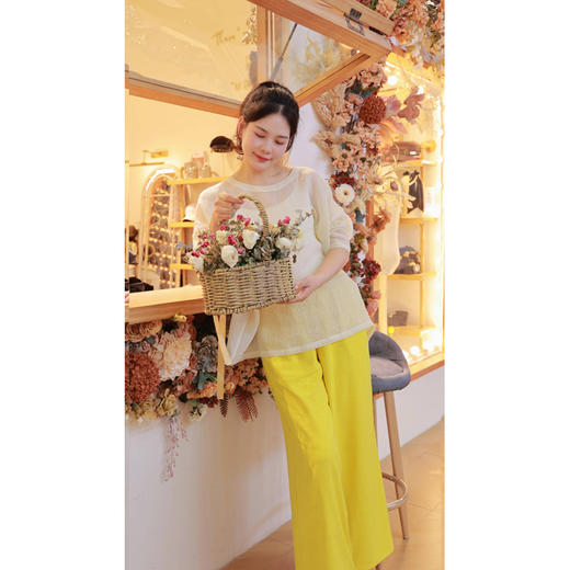 【线上专属】【光影流萤系列】阔腿裤（20709251-缃叶） 商品图2