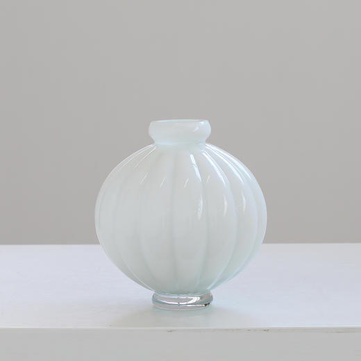 创意轻奢竖纹大肚子灯笼白瓷玻璃花瓶水培餐桌软装酒店售楼装饰品 商品图5