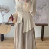 【新中式纯欲风半身裙三件套】纯欲风套装女春季新款打底吊带背心长袖开衫中长款半身裙三件套-FSXPDC0409 商品缩略图3