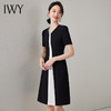 IWY/夏季黑色西装连衣裙无领门襟拼接设计感高级感干练工装连衣裙24Q523 商品缩略图4