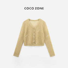 COCO ZONE”琉璃“简约纯色单排扣V领针织衫长袖开衫上衣CC1A0539