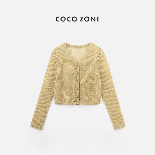 COCO ZONE”琉璃“简约纯色单排扣V领针织衫长袖开衫上衣CC1A0539 商品图0