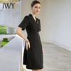 IWY/黑色西装连衣裙短袖夏款设计感高级通勤商务不对称下摆工作服Q1130-B 商品缩略图3
