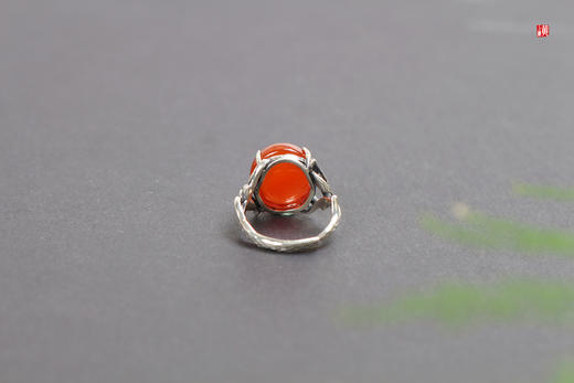 南红保山冰红戒指【海棠】，925银镶 商品图5