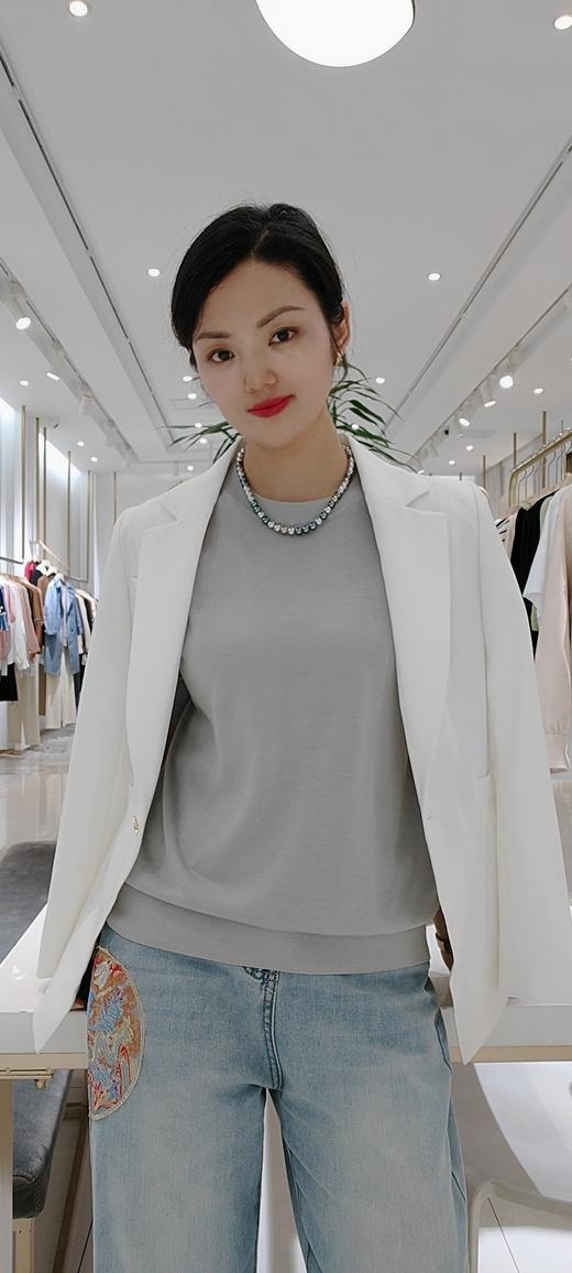 极简风真丝短袖套头T恤485308 商品图5