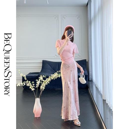 余潇潇【清风拂竹】新中式复古印花优雅气质时髦微鱼尾长款半身裙 商品图2