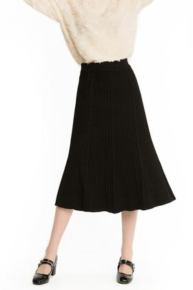 NOIR 黑色九分A字针织裙 1025