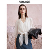 VIMAGE纬漫纪夏季新款五分袖绑带时尚显瘦短款上衣女V2113718 商品缩略图0
